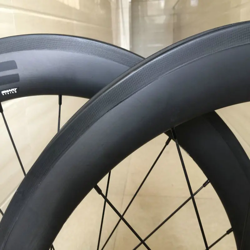 Full carbon clincher wheelset 700C en-v logo full carbon wheels 60mm 3k glossy with ceramic bearing hubs made in taiwan wheels
