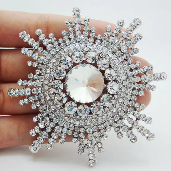 Ttjewelry Bride Jewelry Elegant Snowflake Flower Clear Rhinestone 