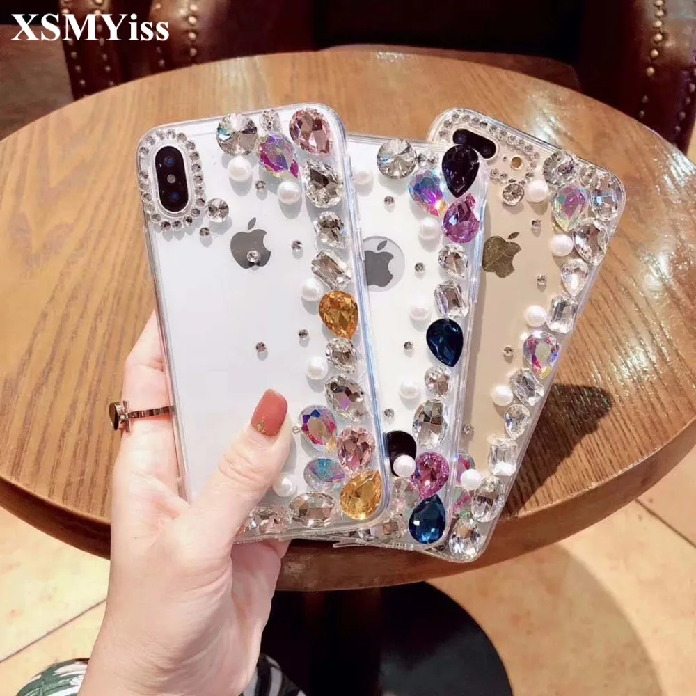 

For Xiaomi Redmi 6 7 4X 4A 6A For Xiaomi mi 8 Lite 9 A2 Max3 Luxury Bling Diamond gem Transparent Phone case Soft TPU Back Cover