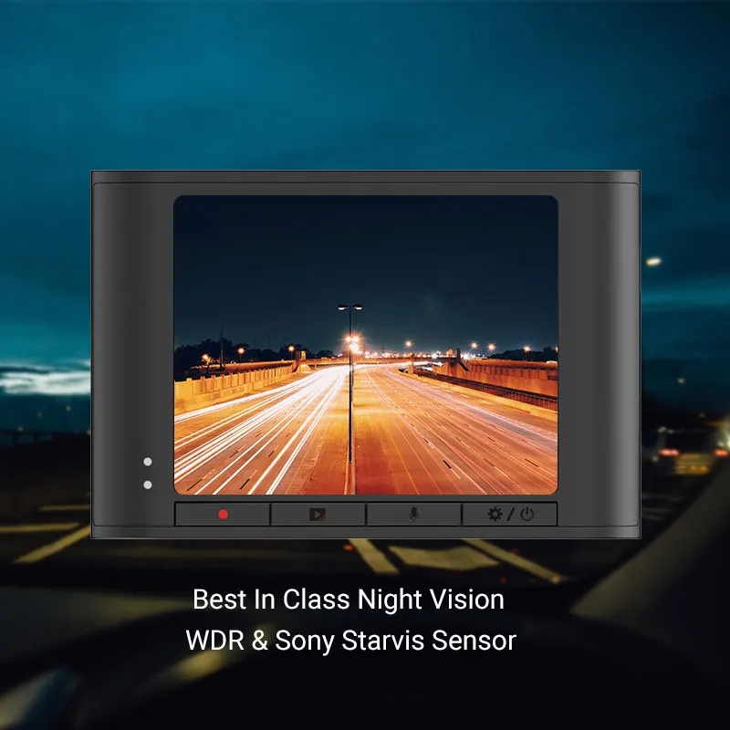 Видеорегистратор YI Nightscape Dash | Широкоугольный объектив 140 градусов 2.4&quot ЖК экран
