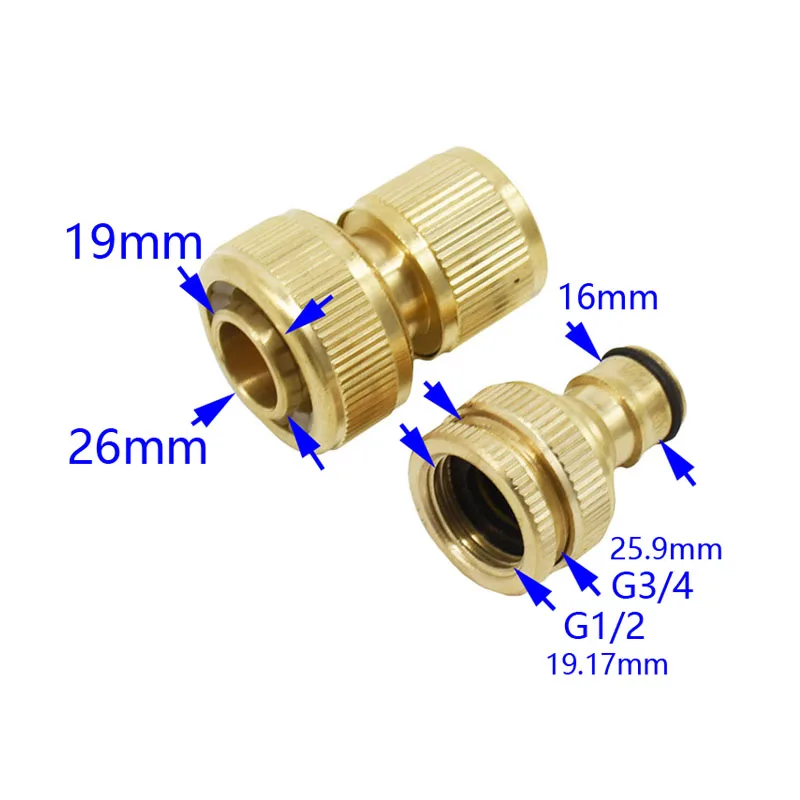 Садовый шланг латунные 3/4 быстрый соединитель, кран женский G1/2 G3/4 орошения сада с фокусным расстоянием 25 мм шланговый соединитель, чистомедный 1-метровый набор