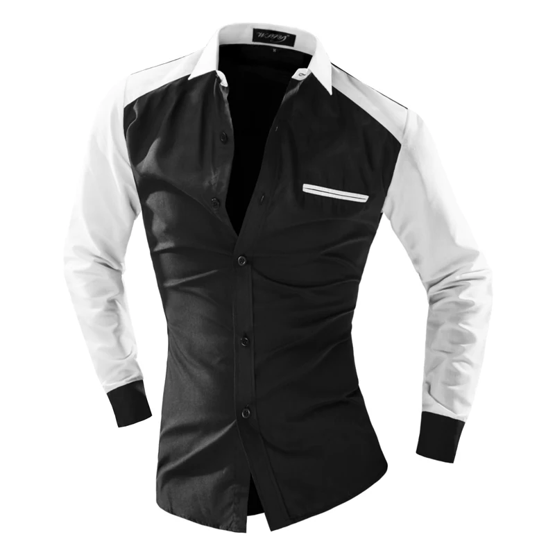 Платье 2018 Для мужчин s Slim Fit Chemise Homme классический шить тенденция торговли футболка
