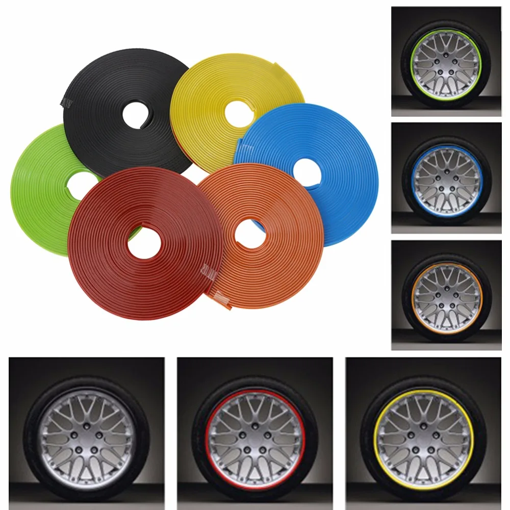 

Car Wheel Strip Protector Hub Sticker 8m Car Decorative Strips Reflective Rim Bike Motorcycle Car Tape Auto Styling Accessories