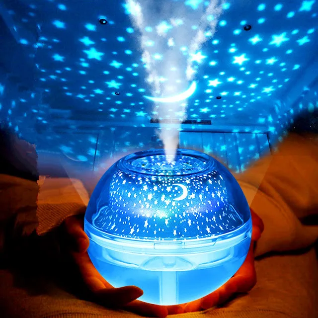 

500Ml USB Crystal Night Lamp Projector Air Humidifier Desktop Aroma Diffuser Ultrasonic Mist Maker Led Night Light for Home