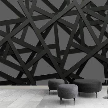 

Custom Any Size Mural Wallpaper 3D Stereo Black Cool Geometry Fresco KTV Bar Self-Adhesive Waterproof Creative Art Wall Stickers