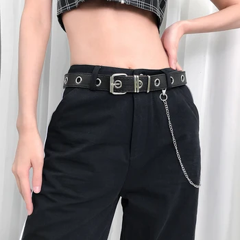 

SUCHCUTE 2019 Ladies belt chain Elegant Punk Adjustable Leather Waist Chain Strap Waistband Hip Hop Circle Ring Chain Designer