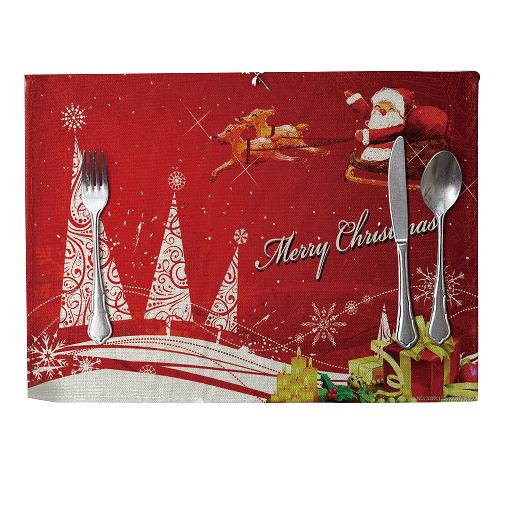 Christmas Tree Heat Insulation Mat Linen Placemat Kitchen Dining Table Decor Christmas Tree Heat Insulation Mat Linen Placemat Kitchen Dining Table Decor