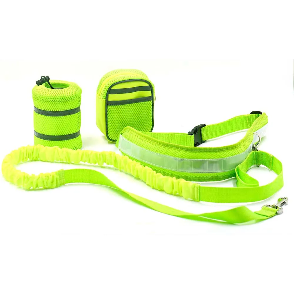 New Arrival Pet Elastic Belt Running Dog Leash Set Lead Sports Jogging Walking hands free padded waist Reflective Strip