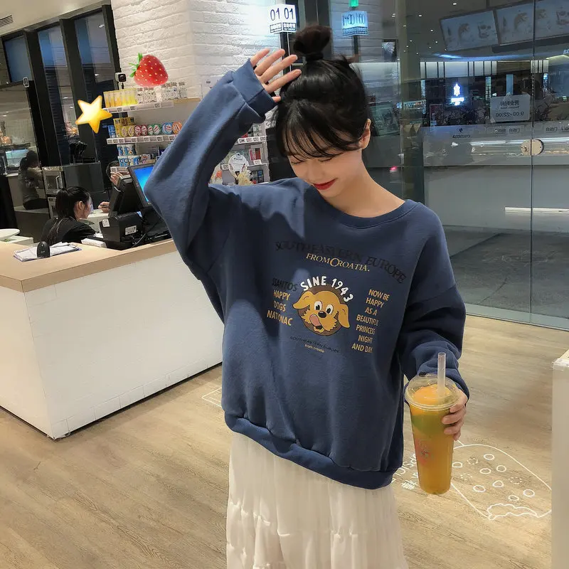 Корейский Повседневный пуловер с принтом-надписью Женская толстовка; осень 2018