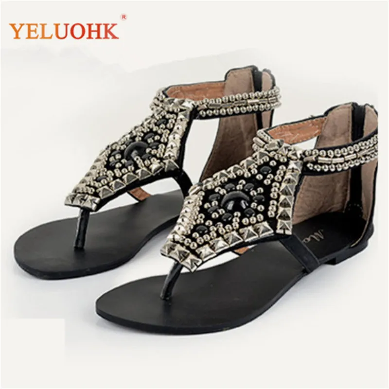 

Rivet Flat Sandals Women 2019 Summer Shoes For Women Fashion Gladiator Sandals Ladies