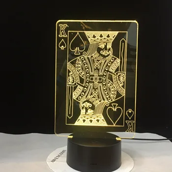 

7 Colors Changing Creative Spade K. 3D LED Night Light Poker King Table Lamp Bedroom Atmosphere Decor Light Fixtures Kids Gifts