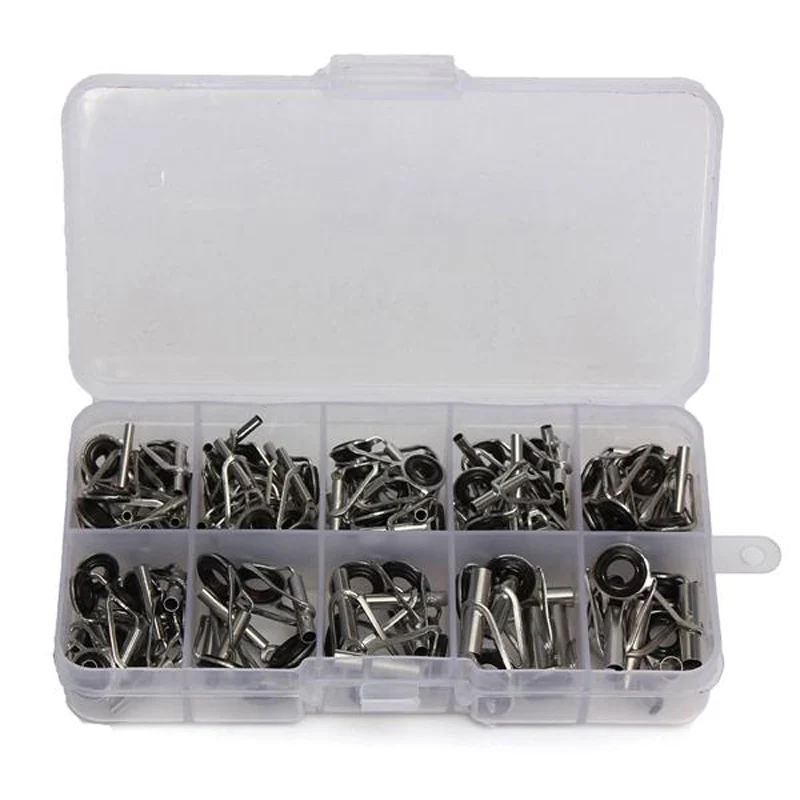Vara de Pesca Caixa Guia Ponta Kit Reparo Conjunto Faça Você Mesmo Anéis Olho Aço Inoxidável Quadros Cerâmica ts Linha Anel 80 Pçs - Size1-10 4 80 pçs caixa size1-10 # vara de
