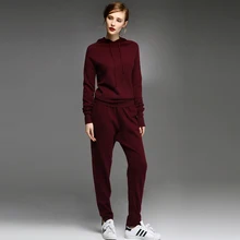 adohon 2016 womens winter Cashmere sweaters and auntmun women Women’s Sets knitted Pullovers High Quality Warm Female Pants