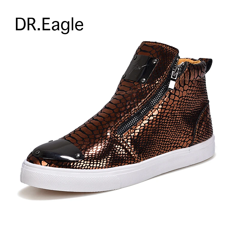 Youth High Top Men Casual Shoes Fashion Designers Snakeskin sneakers