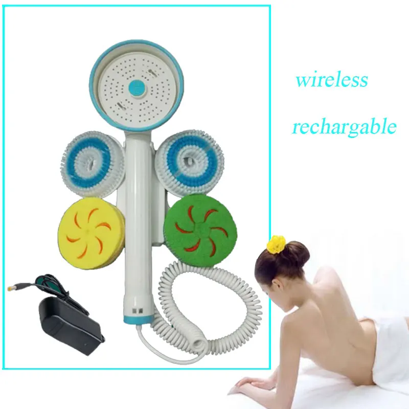 Charging Type High Power Wireless Electric Automatic Bathing Brush Back Massage Rubbing Machine Bath Massage Brush Long Handle