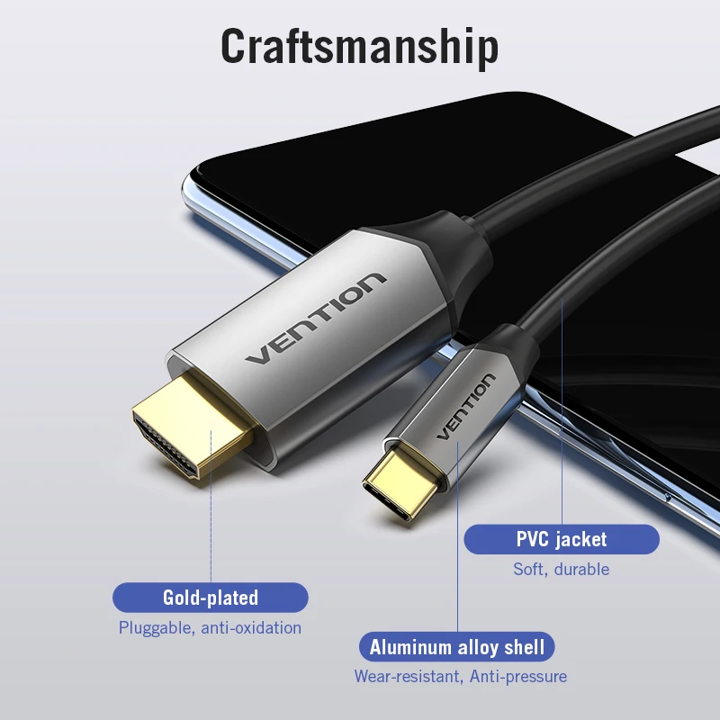 Vention Type C HDMI кабель USB к 4K конвертер для Huawei Mate 20 P20 Pro MacBook Samsung Galaxy S10/S9 HDMI|Кабели VGA| |