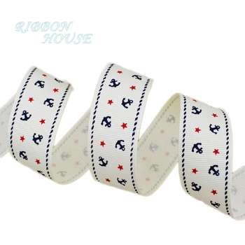 

(5 yards/roll) 1'' (25mm) printed grosgrain ribbon sea anchor series gift wrap ribbon decoration ribbons