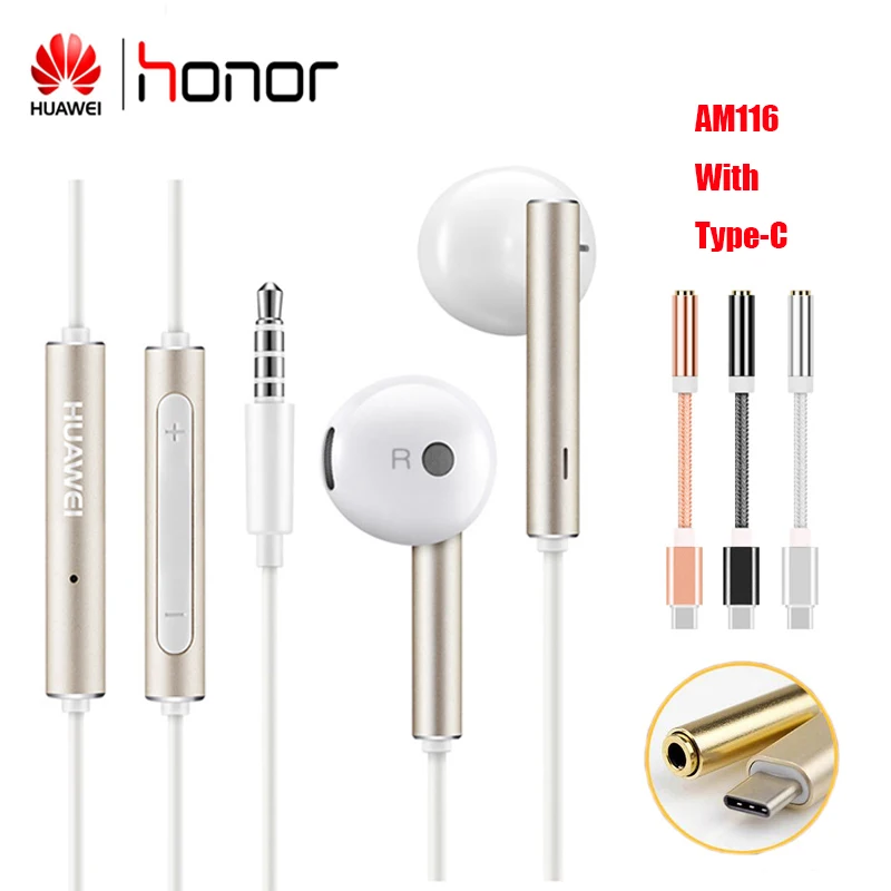 Оригинальные наушники huawei Honor AM116 Wried гарнитуры для P10 Plus 6X mate с тремя цветами
