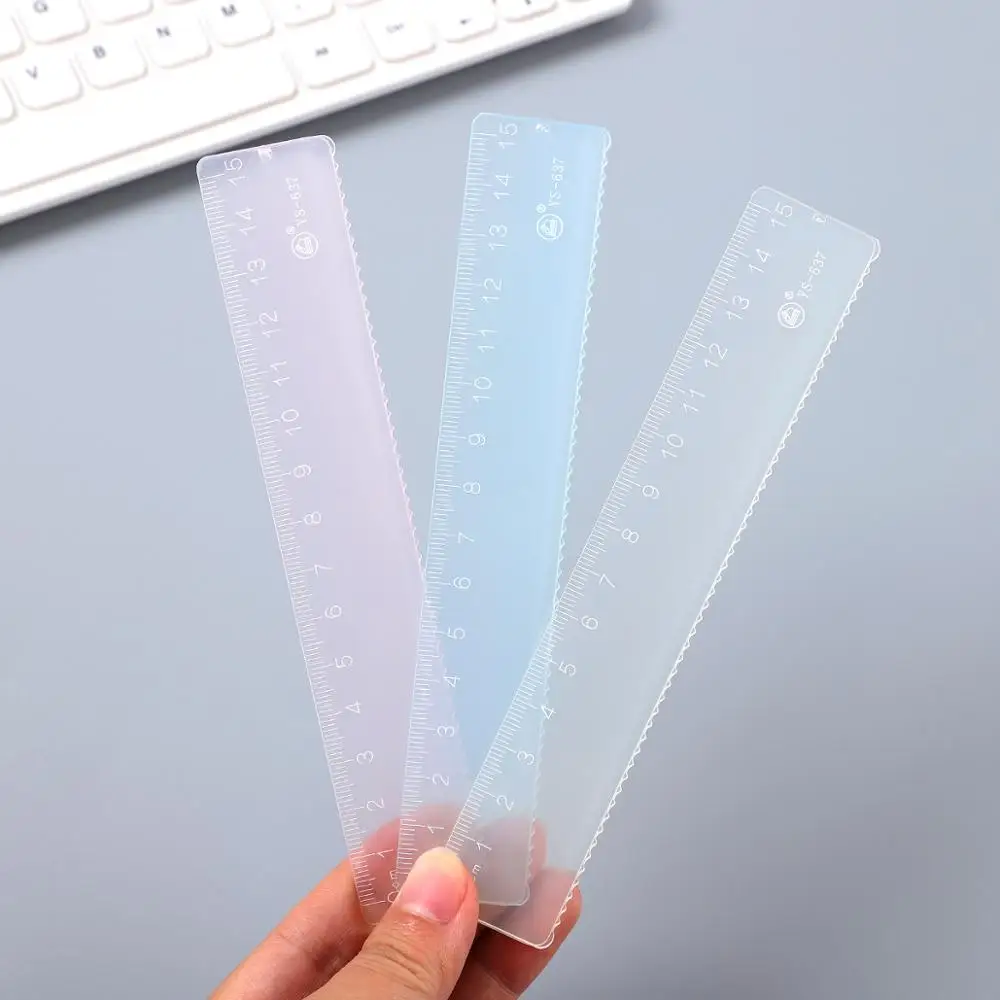 1pc estilo simples doces cor régua de plástico transparente para crianças design régua material escolar kawaii desenho suprimentos