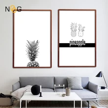 NOOG Pineapple Wall Art Canvas Posters Prints Nordic Minimalist  Paintings Black White Wall Picture for Living Room Decoration 