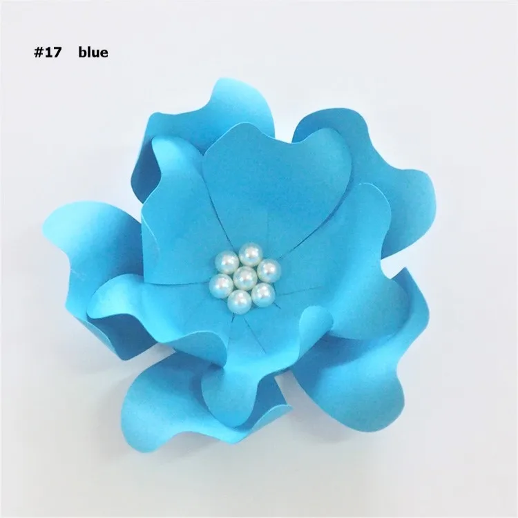 DIY Large Rose Giant Paper Flowers 15CM For Wedding Backdrops Decorations Paper Crafts Baby Nursery Birthday Wall Decor - Цвет: Синий