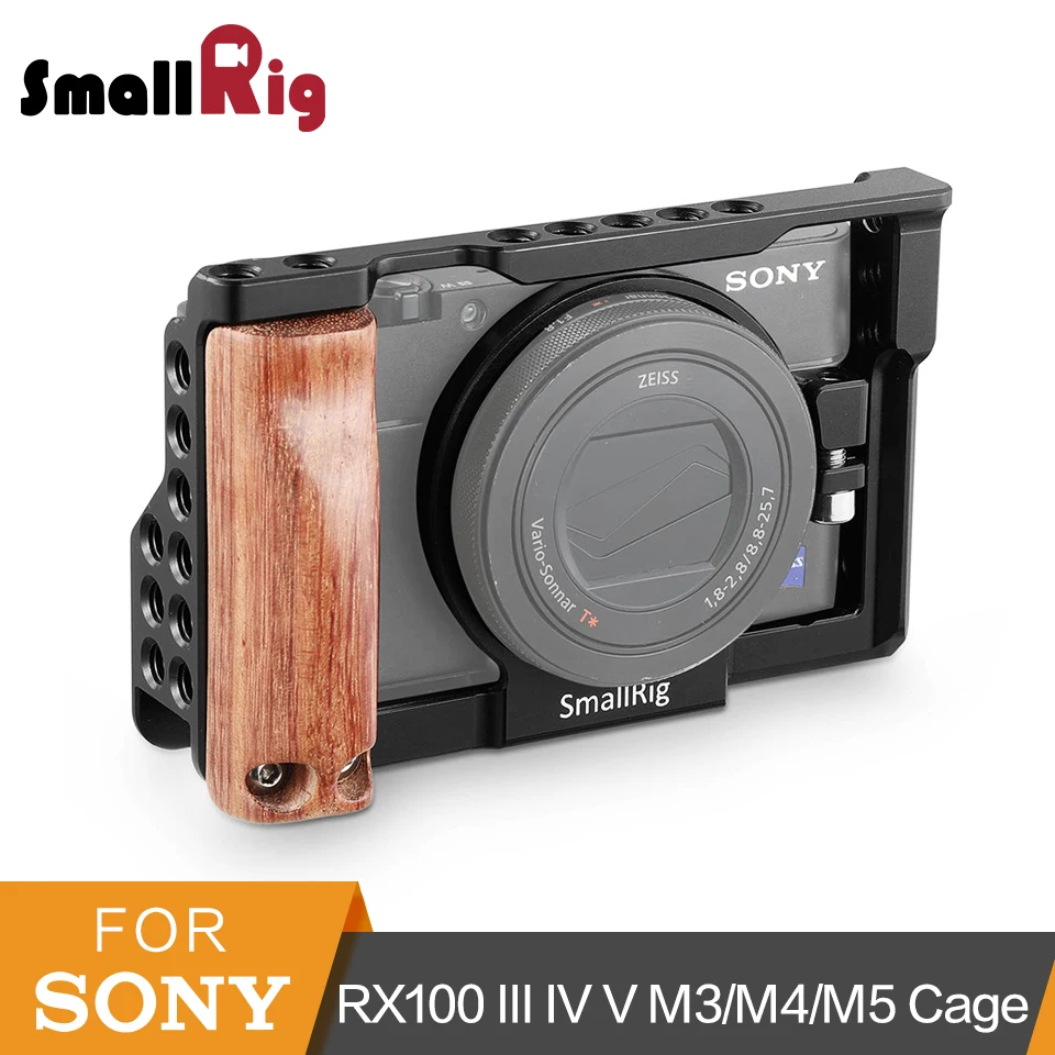 SmallRig RX100 Camera Cage With Wooden Side Handle For Sony RX100 III IV V M3/M4/M5 DSLR Cage+Handgrip Kit -2105 SmallRig RX100 Camera Cage With Wooden Side Handle For Sony RX100 III IV V M3/M4/M5 DSLR Cage+Handgrip Kit -2105