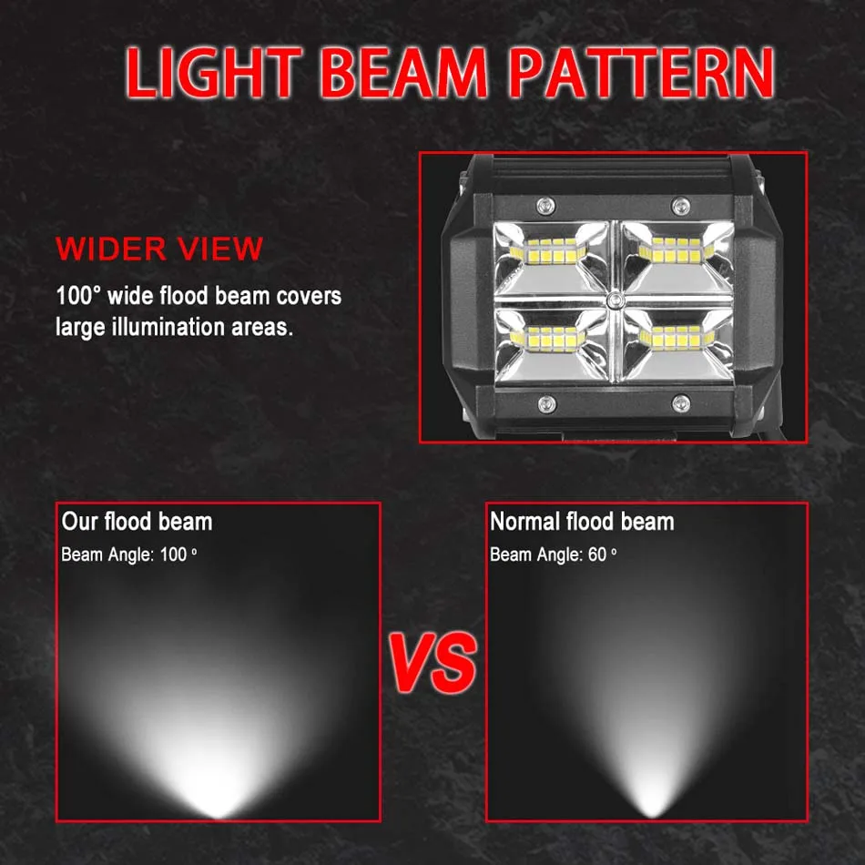 RACBOX 4 дюймов широкий прожектор светодиодный рабочий светильник противотуманная фара для Jeep ATV UTV UAZ UTE 4x4 KAMAZ offroad 12 В 24 в автомобильный Стайлинг