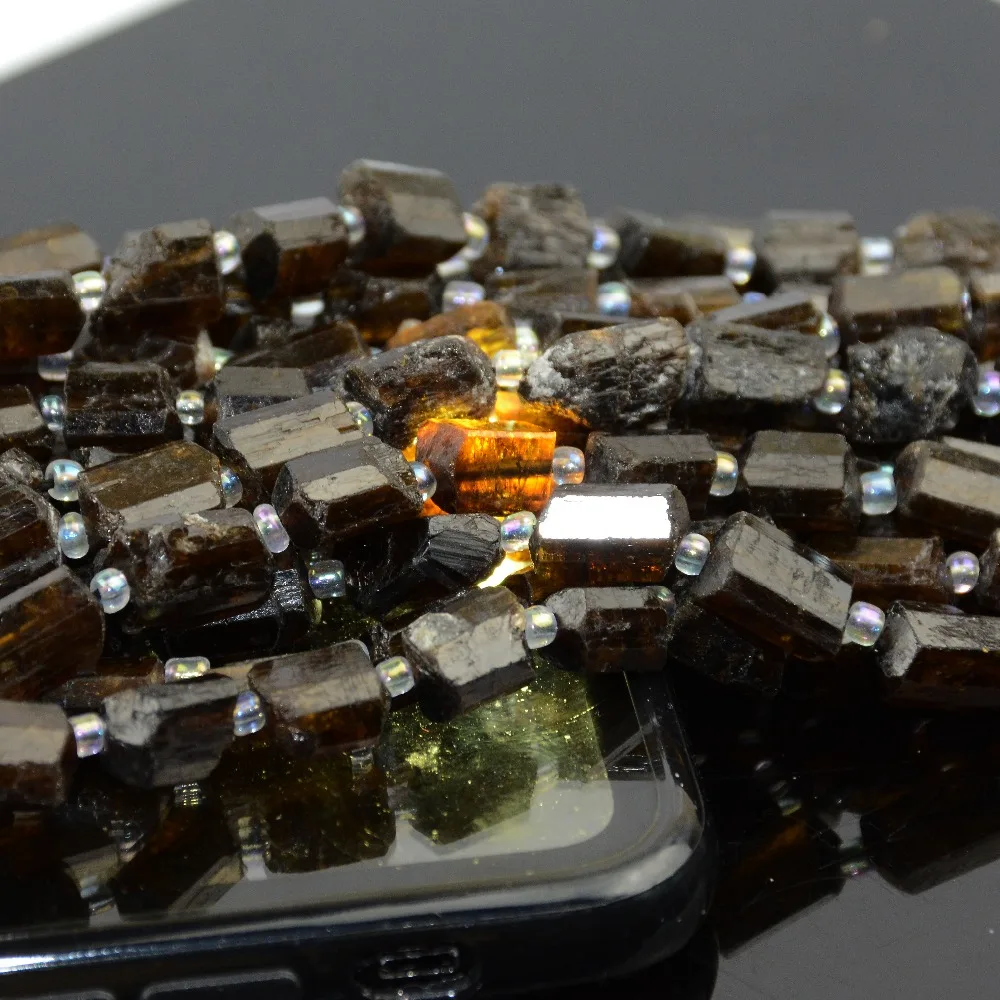 

Natural Smoky Tourmaline Rough Material Beads 6-8mm