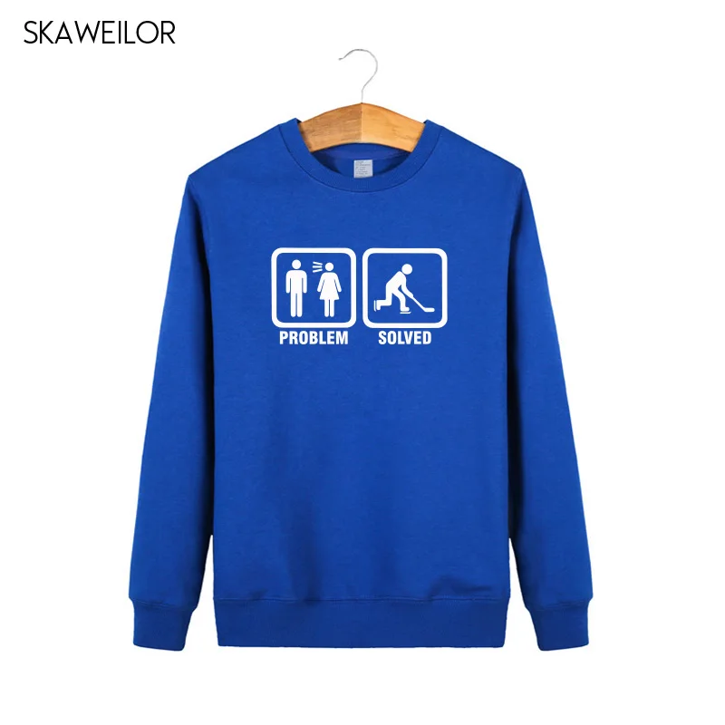 

2018 Newest Winter Ice Hockeyer Problem Solved Hoodies Men Printed Sweatshirts Funny Male Tops Pullovers High Quality