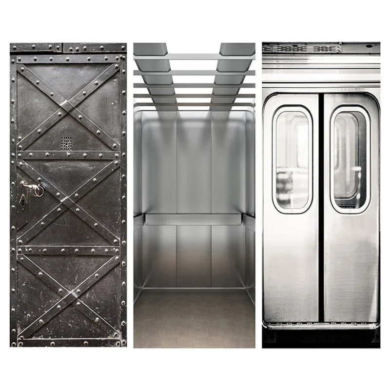 3D DIY PVC Metal Door Wall Stickers Mural Poster 2 pcs/set Waterproof Door decal self adhesive film decorative sticker decals