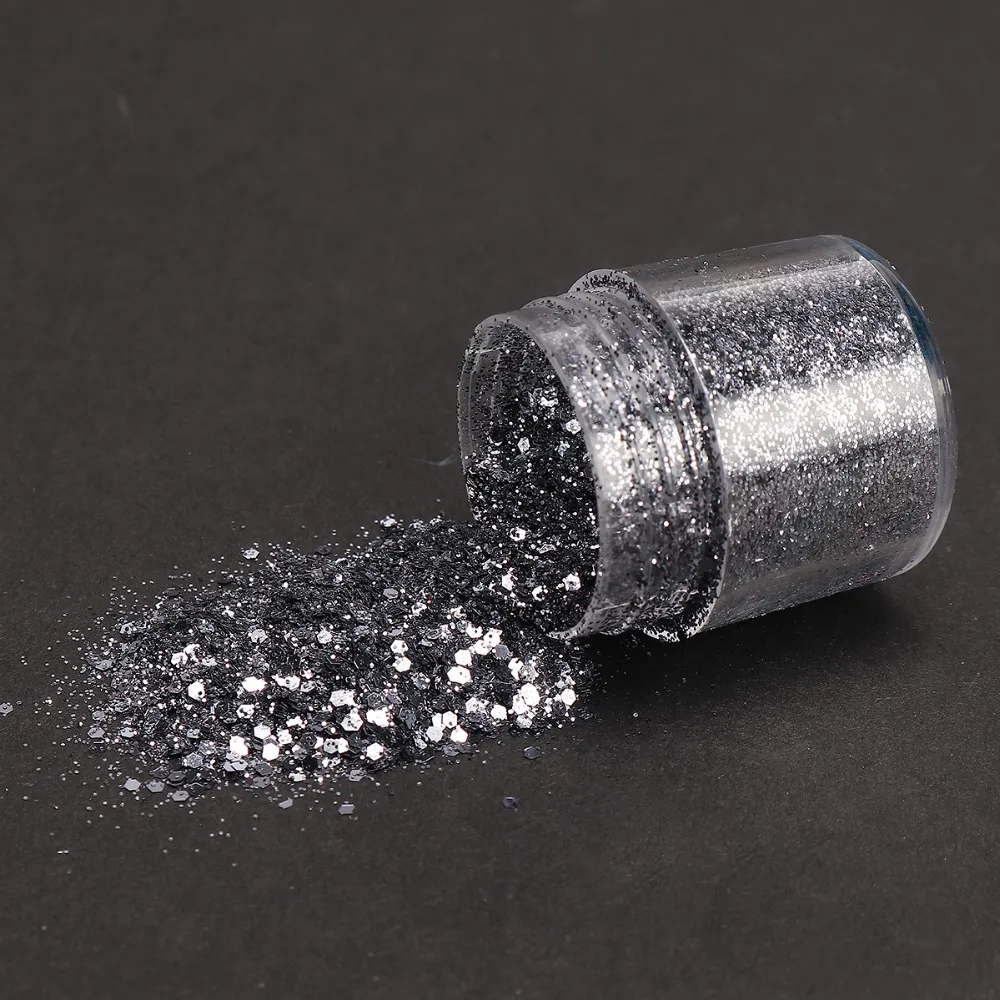 4 шт./набор 10 мл Лазерный черный лак для ногтей порошкообразная смесь Пыль порошок+ 1 мм листочки-блёстки советы тени для век Minacure Art украшения