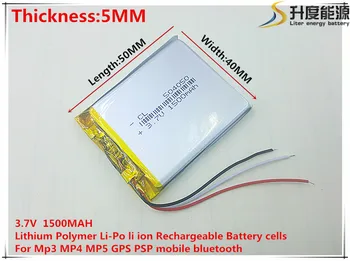 

Li-Po 3.7V,1500mAH 504050 3 line (polymer lithium ion / Li-ion battery ) for Smart watch,GPS,mp3,mp4,cell phone,speaker