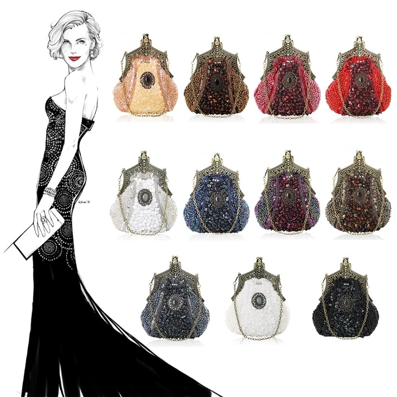 

THINKTHENDO Fashion New Women Evening Handbag Wedding Bead Clutch Purse Bags Lady Female Bridal Party Shoulder Bag High Quality