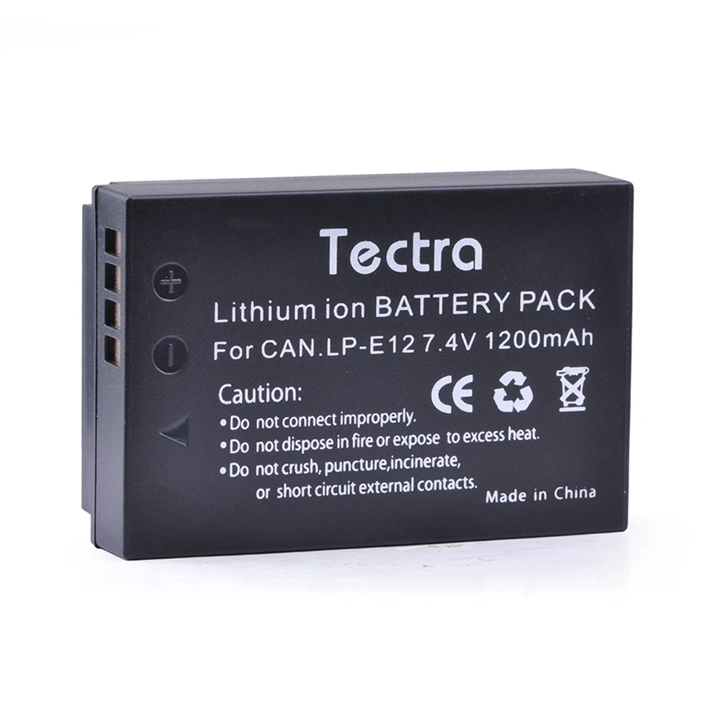 Tectra 1 Pz Lp-E12 Lp E12 7.4 V/1200 Mah Li-Ion Sostituzione Batteria Per Canon Rebel Sl1, Eos-M, Eos M2, Eos M10 M100