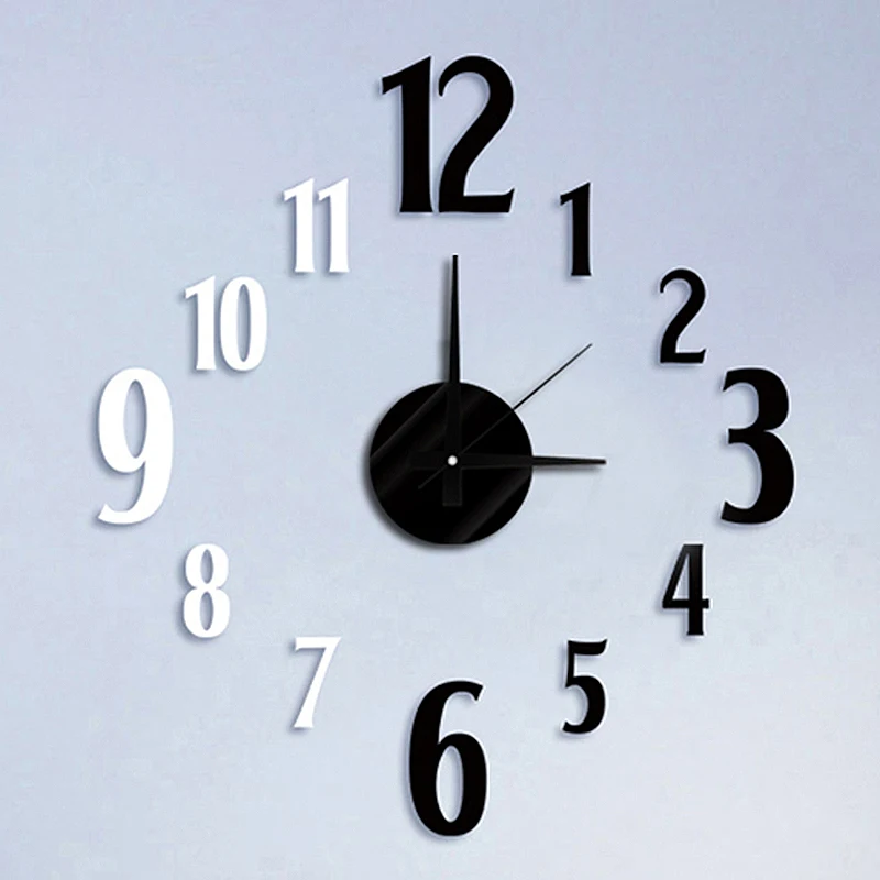 DIY Modern Fashion Creative Wall Clock Paste EVA Black and White Arabic
