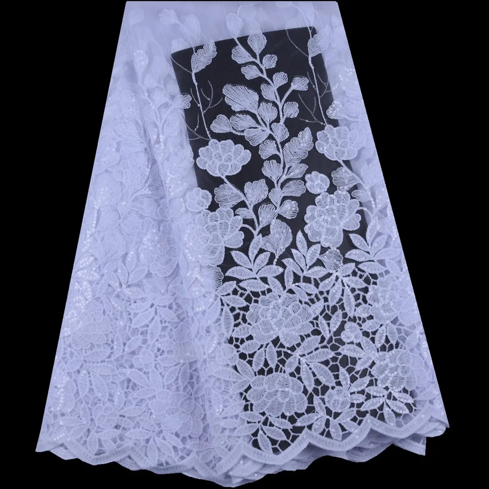 

Pure White Soft Sequined Milk Silk Lace Fabric High Quality French African Lace Fabric For Nigerian Wedding Milk Silk Lace F1625