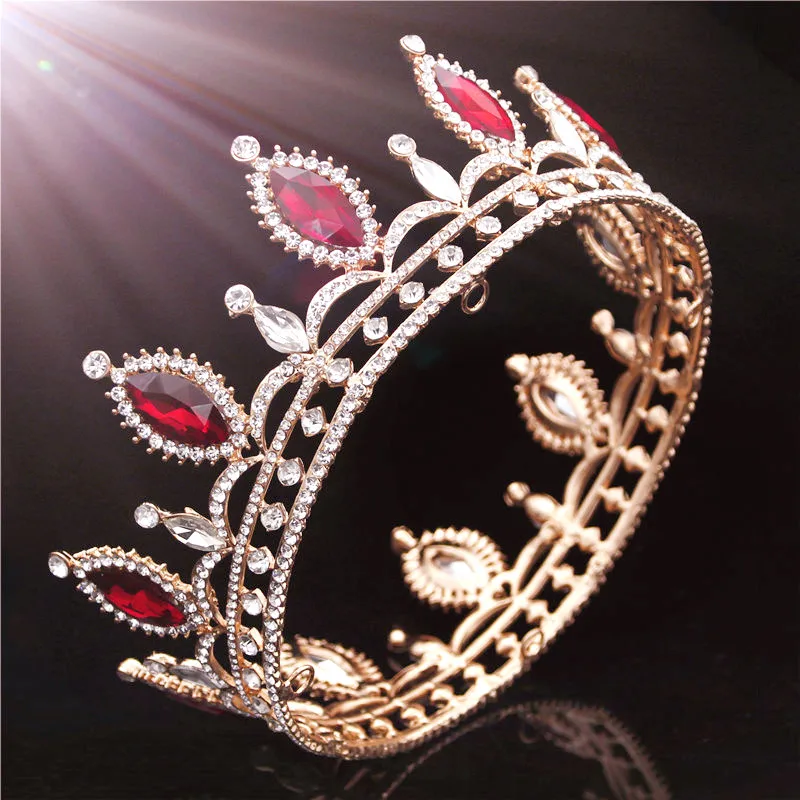 Барокко свадебные диадемы Золото Кристалл Королевский queen King повязка-корона украшения для волос аксессуары для свадебная диадема