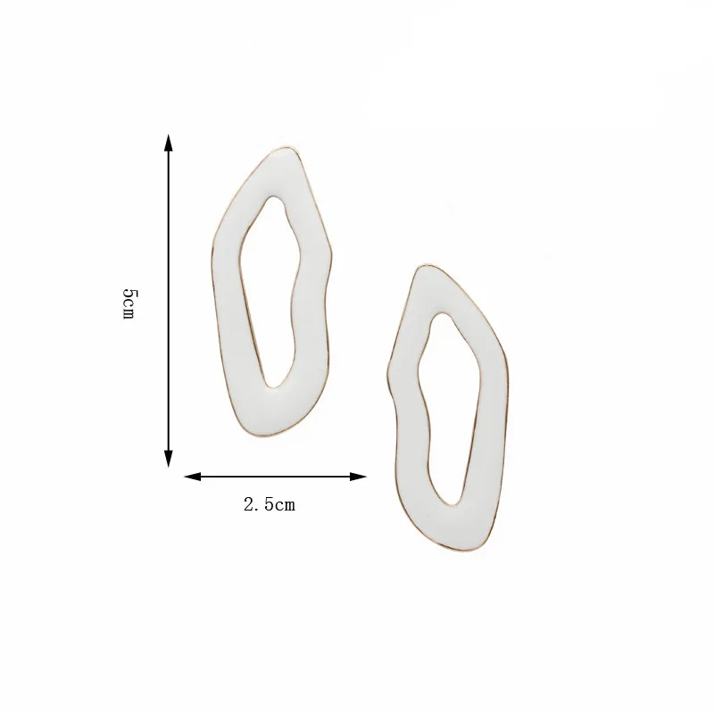 Женские серьги-гвоздики с белой эмалью wing yuk tak, геометрические металлические серьги, корейские вечерние ювелирные изделия Pendientes Mujer