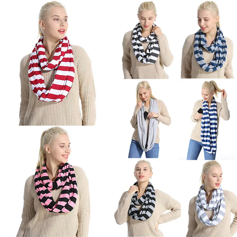 Women Loop Scarf Infinity Wrap Hidden Zipper Pocket Warm Travel Couple Scarves Winter Warm Solid Ring Blanket Wrap Shawl D20 (1)