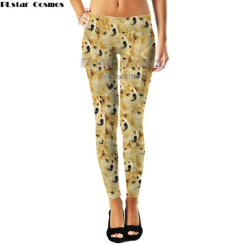

PLstar Cosmos Womens Stretch Leggins Dog Collage 3D Printed Leggings Women Plus size Workout Slim Pants Fitness Legging
