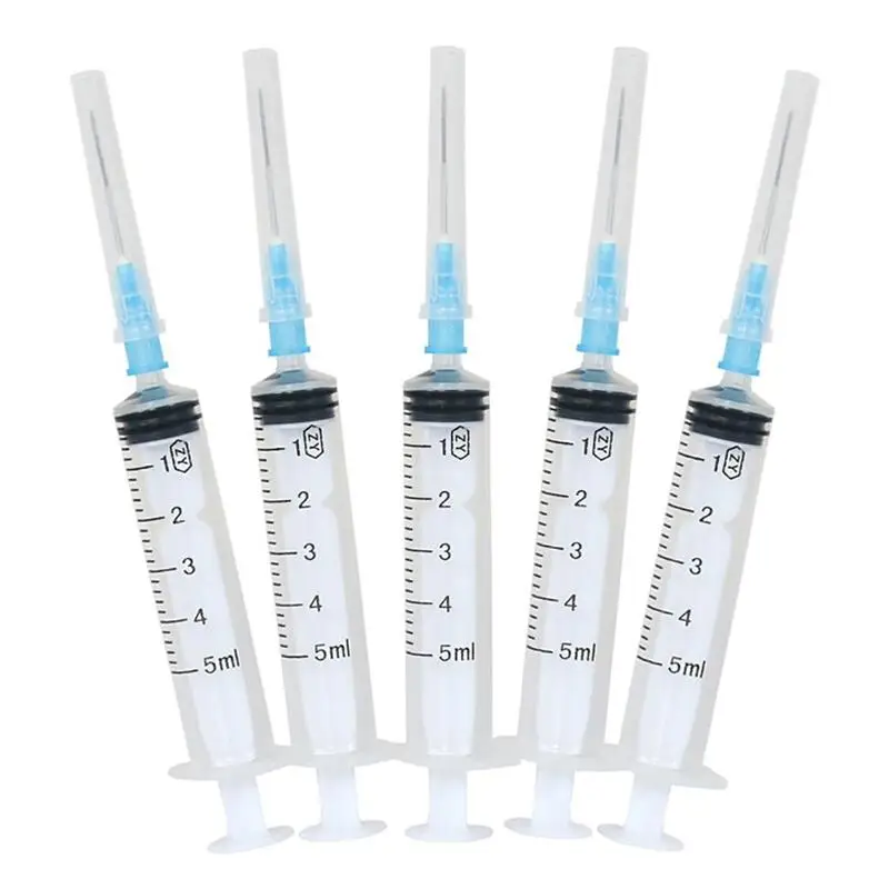 5 Pack 5ml Industrial Syringe with 18G Blunt Tip Needle and Storage Cap