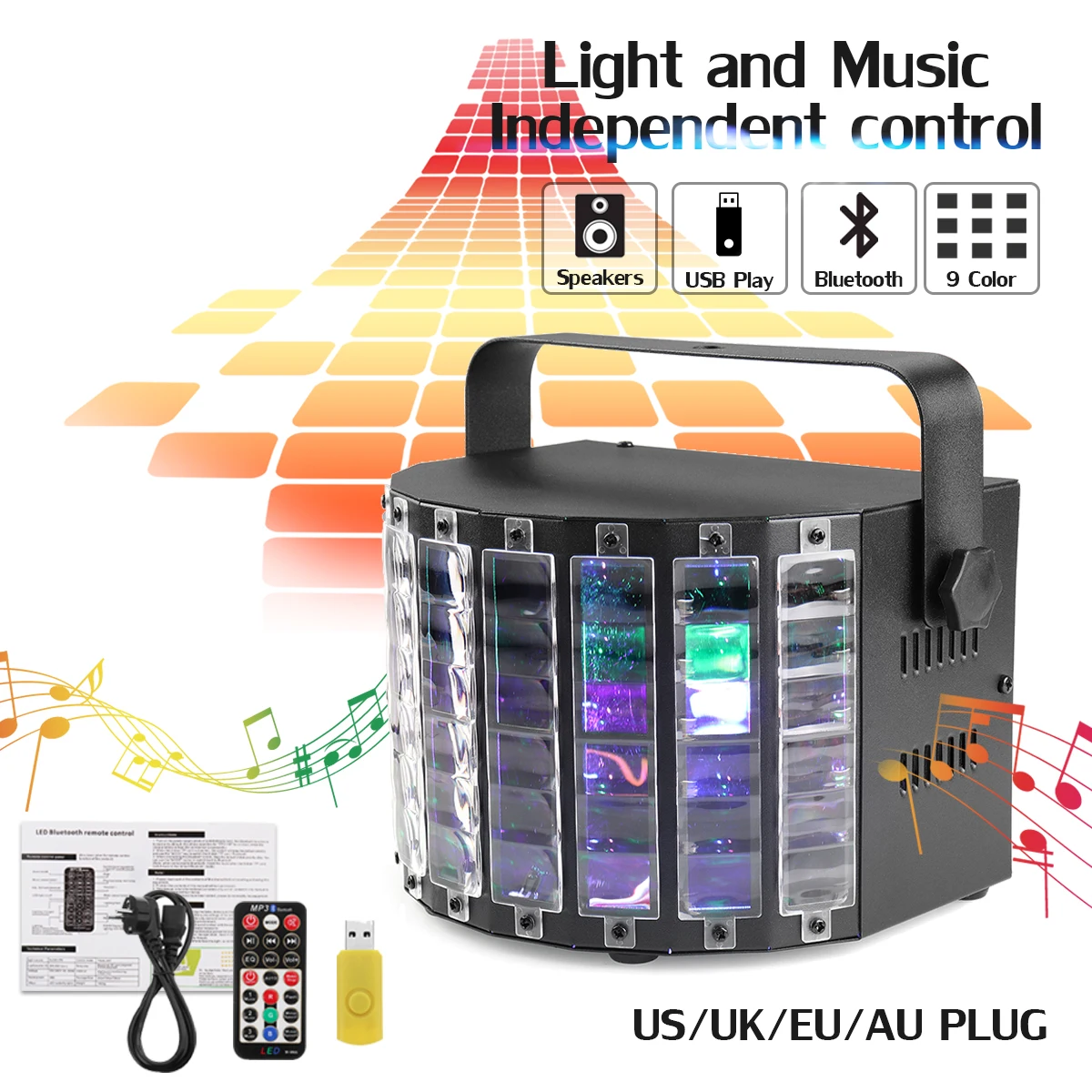 

13W Disco Light LED Laser Projector Remote Sound Controll Light RGB Party Stage Light DJ Music Support USB/SD Wireless bluetooth
