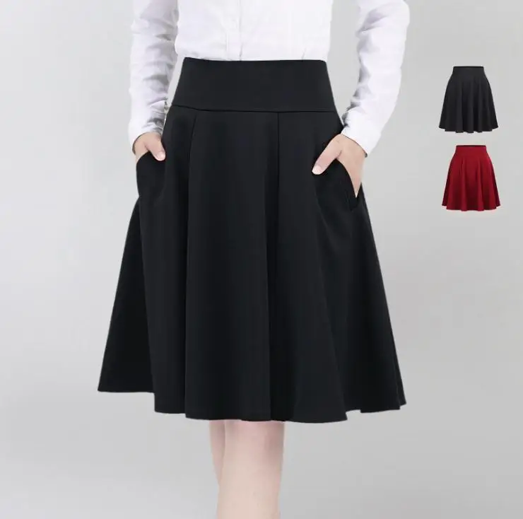 

Women skirts 2018 spring and autumn new solid color large size skirt was thin A skirt