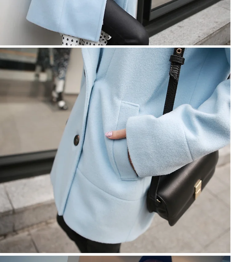 Корейская версия новинка Женская длинная куртка в осень и зима смешанные шерстяное пальто костюм воротник прямое шерстяное пальто TB1