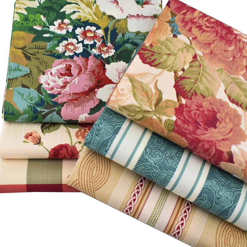 Серия Chainho пионы и розы саржевая хлопчатобумажная ткань с принтом для пэчворка