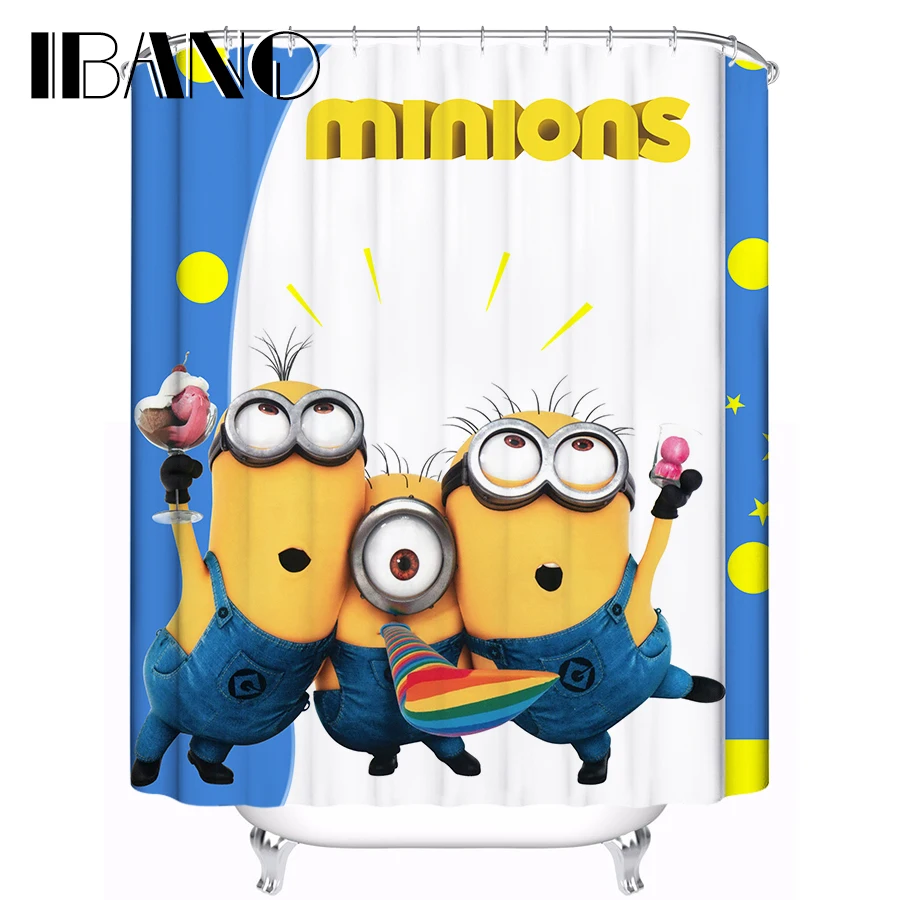 US $15.20 Minions Shower Curtain Pattern Customized Bath Shower Curtain Waterproof Polyester Fabric 180x180cm Shower Curtain For Bathroom