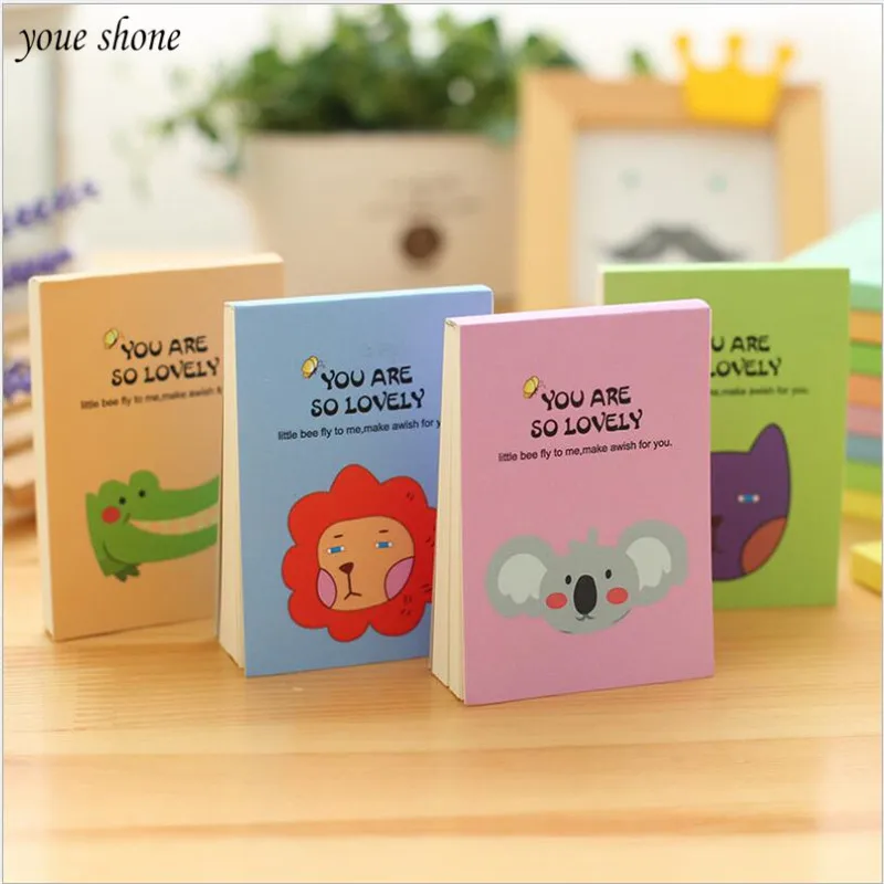

YOUE SHONE 1Pcs/lot Cute animal stickers, 120K portable pockets, sticky paper, Notepad, notebooks for school students