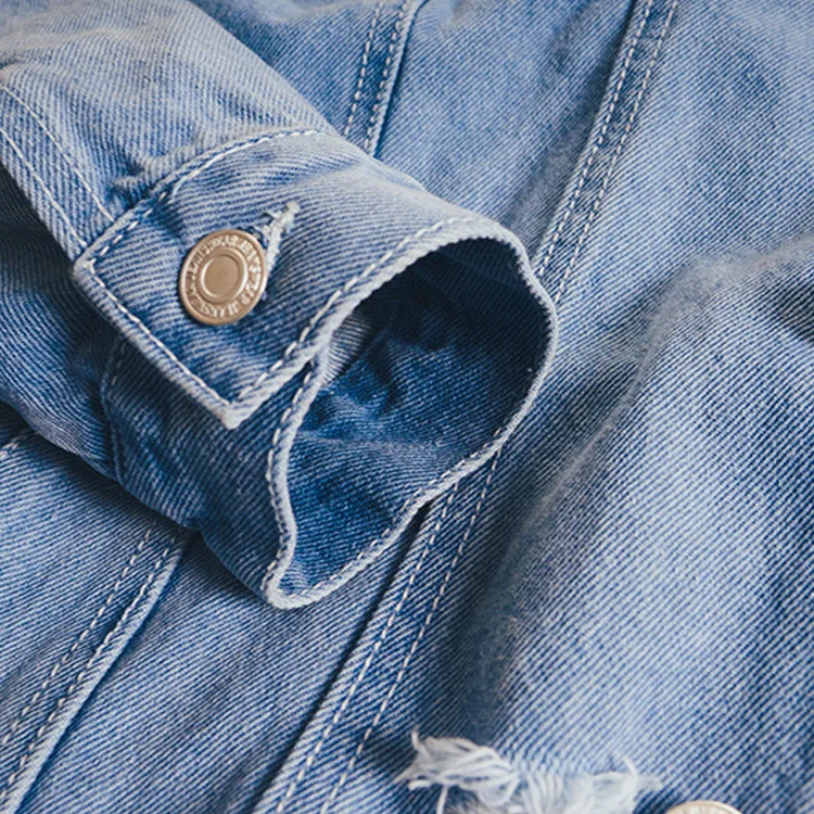 2018 Denim Jacket Men Hip Hop Streetwear Dog Head Printing Cowboy Ripped Distressed Jean Jacket Men Women Brand Casual Jacket