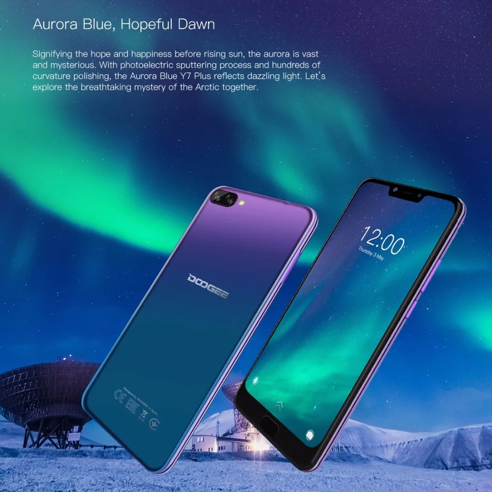 DOOGEE Y7 плюс мобильный телефон 6,18 дюймов 1080*2246 Экран MTK6757 Восьмиядерный 2,5 ГГц 6 ГБ Оперативная память 64 Гб Встроенная память 16.0MP + 13.0MP 5080 мАч ...