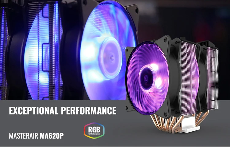 Кулер Cooler Master T620P 6 медные тепловые трубки кулер для процессора Intel и AMD радиатор процессора 12 см rgb 4pin Вентилятор охлаждения процессора ПК тихий